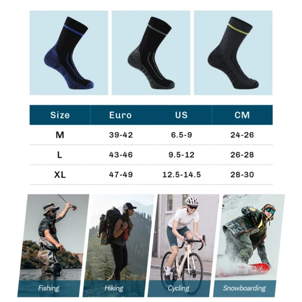 Men's Outdoor Waterproof Socks Ideal for Cold Weather Activities like Skiing, Hiking, Wading, Camping, Cycling, and Athletics, Offering Breathability and Moisture Wicking - Image 2